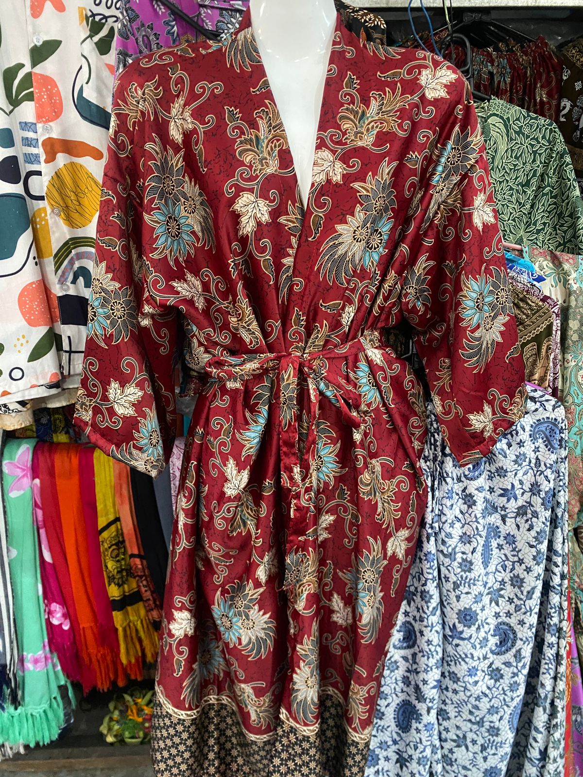 Unisex Robe — Olive Green / Earthy Botanical
