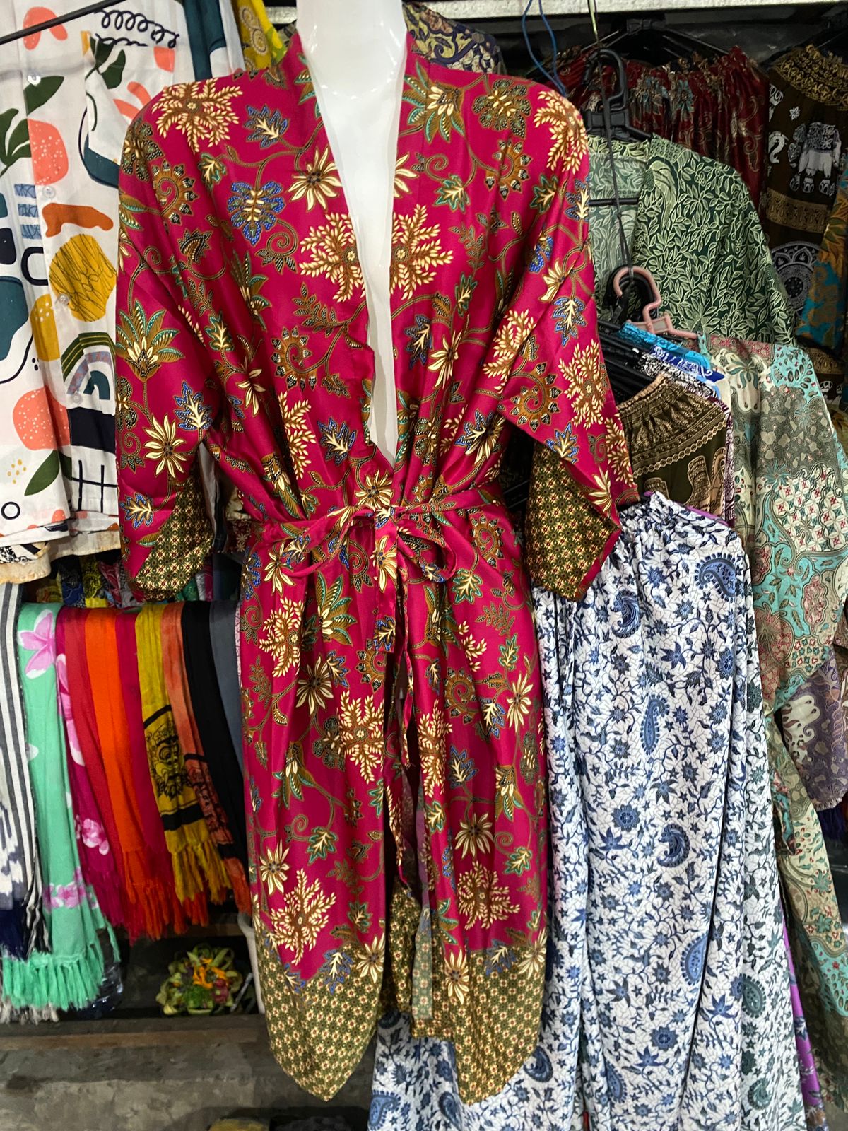 Unisex Robe — Coral / Salmon Red Floral