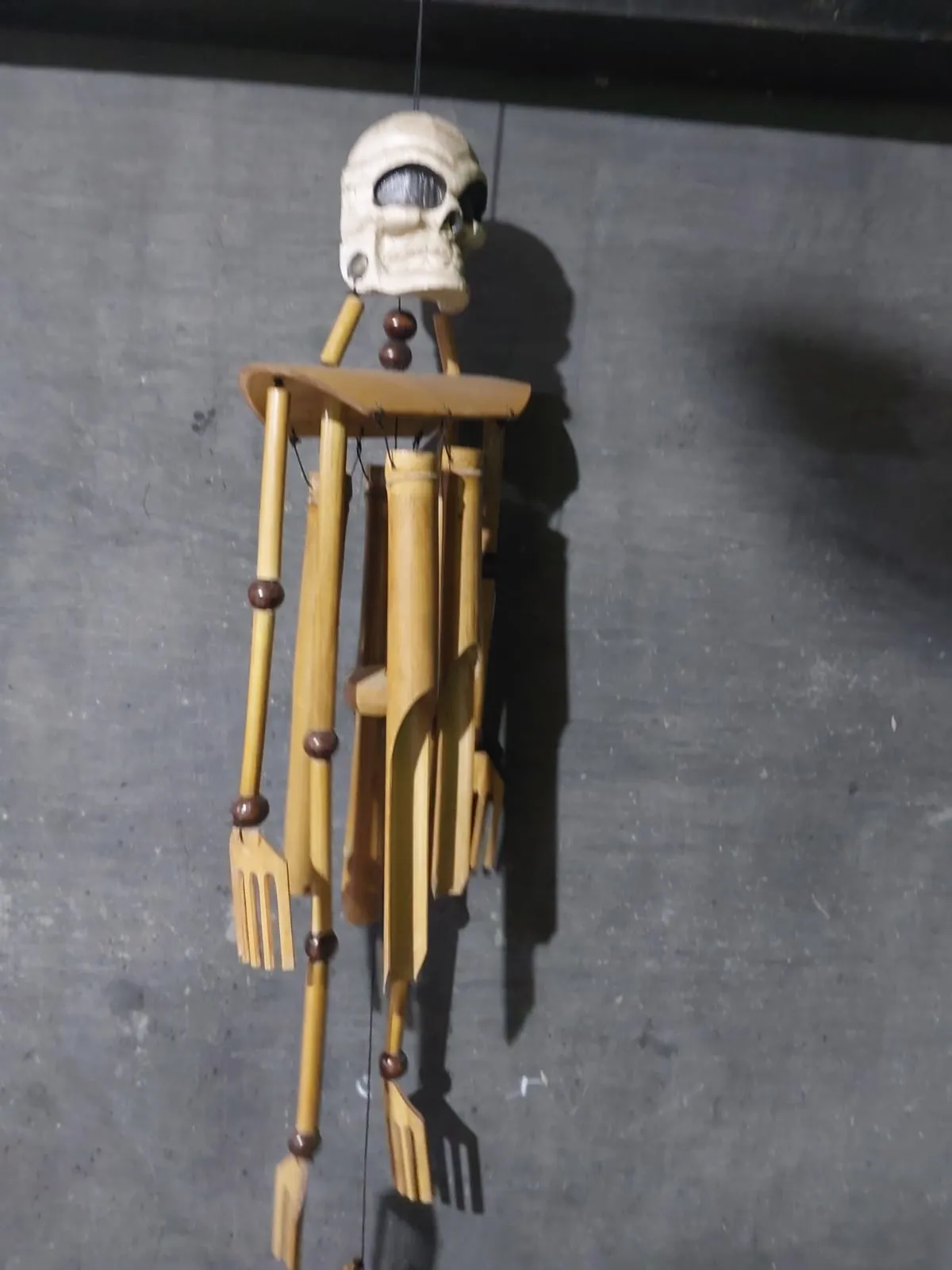 Carved Skull Bamboo Wind Chime (50cm)
