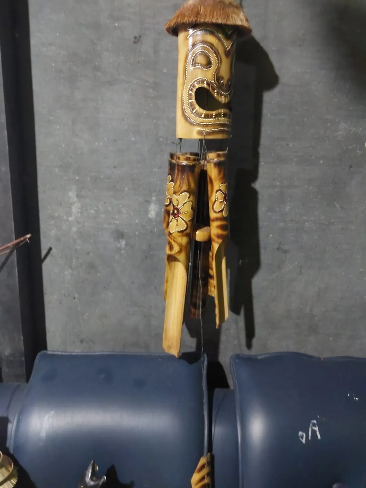 Scorched Bamboo Tiki Man Wind Chime (40cm)